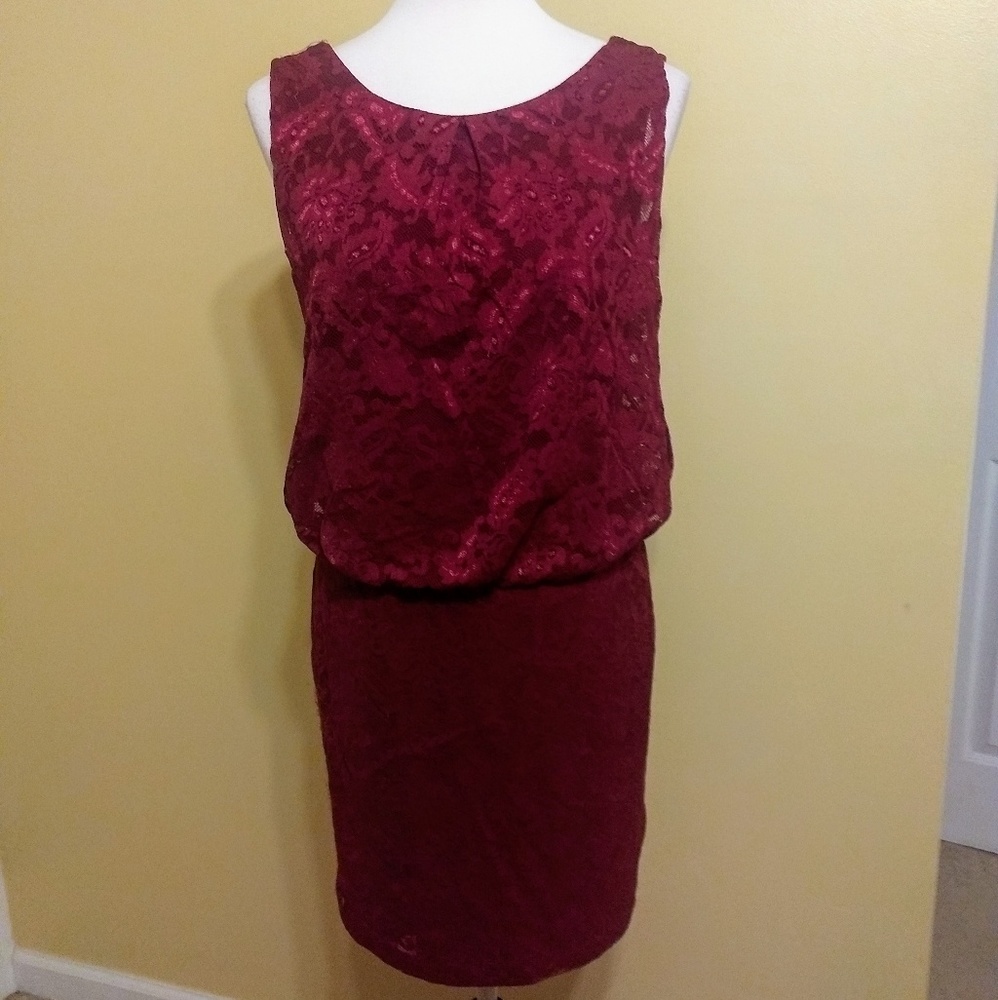 Bisou 🍷 lace stretch sleeveless dress sz 8 *2 - Picture 1 of 7